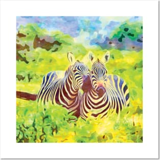 Couple Zebra in the Jungle Posters and Art